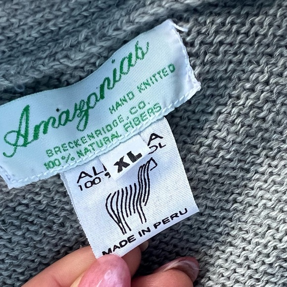 100% ALPACA WOOL HAND KNIT CARDIGAN - Picture 4 of 5